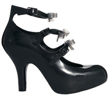 Melissa 3 Strap Elevated Bow Detail Heeled Shoes - Black