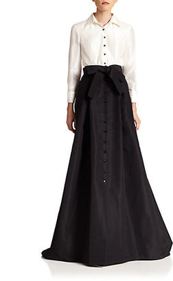 Carolina Herrera Night Collection Silk Taffeta Trench Gown