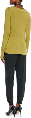 Eileen Fisher Glovette-Sleeve Stretch Knit Top & Slouchy Drawstring-Waist Ankle Pants, Petite