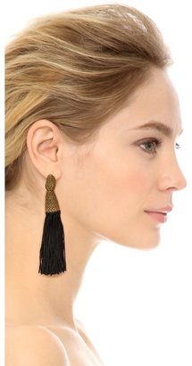 Oscar de la Renta Silk Tassel Clip Earrings