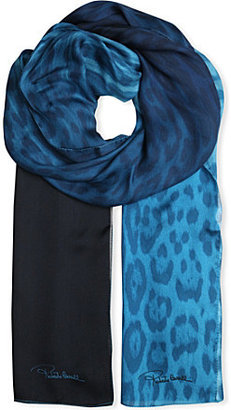 Roberto Cavalli Leopard print silk scarf