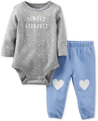 Carter's Baby Girls' 2-Piece Heart Bodysuit & Pants Set