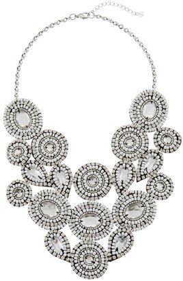 White House Black Market White Crystal Fabric Bib Necklace