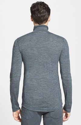 John Varvatos Full Zip Merino Wool Blend Turtleneck Sweater