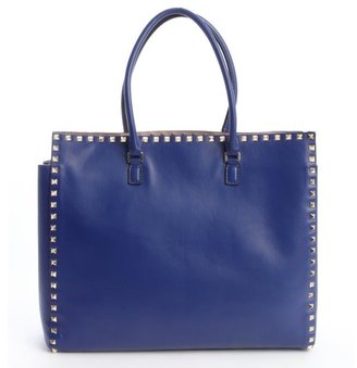 Valentino blue leather 'Rockstud' studded detail top handle tote