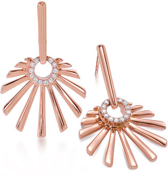 Frederic Sage 18k Pink Gold Mini Retro Sun Earrings with Diamonds