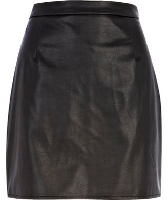 River Island Black leather-look A-line skirt