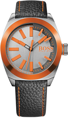 BOSS ORANGE Hugo Boss Men's London Black Leather Strap Watch 42mm 1513056
