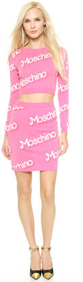 Moschino Long Sleeve Knit Cropped Sweater