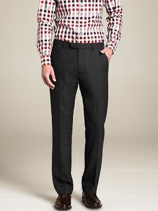 Banana Republic Modern Slim-Fit Charcoal Plaid Wool Suit Trouser