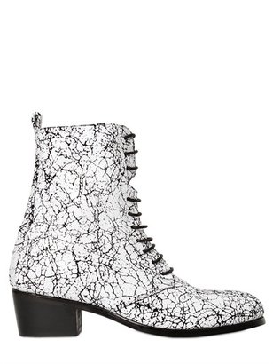 Memento Duo - Crickle Leather Lace Up Ankle Boots