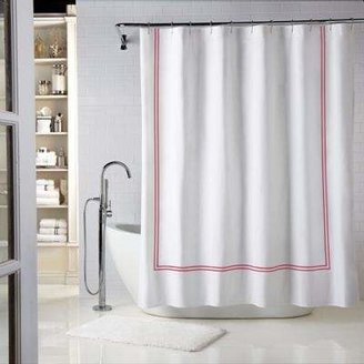 Wamsutta Mills Baratta Stitch 72-Inch x 72-Inch Shower Curtain in White/Red