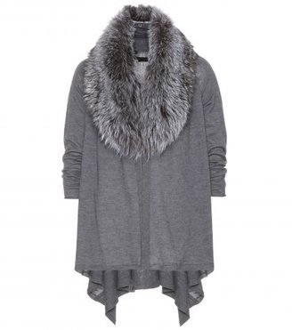 Alice + Olivia Izzy Cascade Wool And Cashmere Cardigan With Detachable Fur Collar