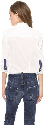 Band Of Outsiders Cropped Sleeve Shirt with Contrast Pocket