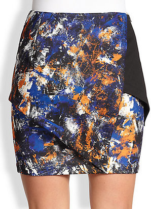 Yigal Azrouel Cut25 by Abstract-Print Asymmetrical Paneled Skirt