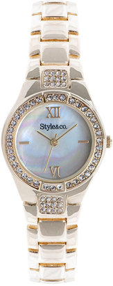 Style&Co. Women's Crystal Accent Gold-Tone Bracelet Watch 28mm 10022511