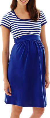 Asstd National Brand Maternity Short-Sleeve Striped Colorblock Ponte Dress - Plus