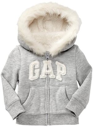 Gap Fur-trim arch logo hoodie