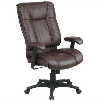 Office Star Deluxe High Back Executive Deluxe Coated Leather Chair with Pillow Top Seat and Back