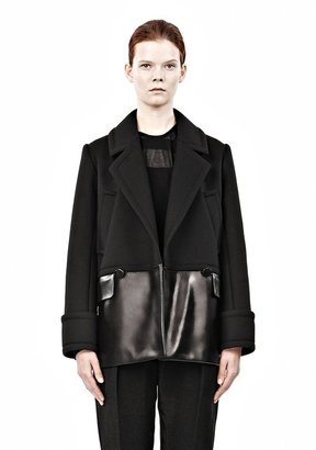 Alexander Wang Double Breasted Leather Combo Peacoat