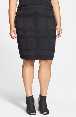 Eileen Fisher Plaid Felted Wool Knit Skirt (Plus Size)