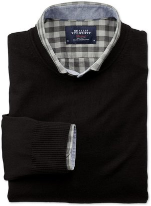 Charles Tyrwhitt Black merino wool crew neck sweater
