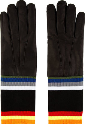 Raf Simons Sterling Ruby Black Striped Accent Leather Gloves