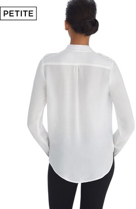 White House Black Market Petite Iconic Artist Long Sleeve Surplice White Shirt