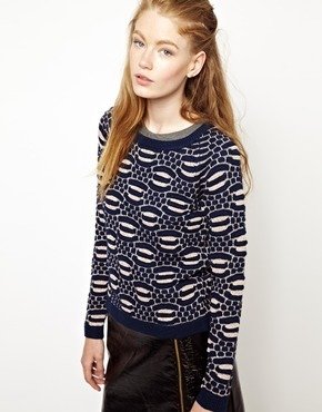 Eleven Paris Tapple Jumper in navy and Rose Gold Knit