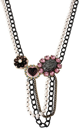 Betsey Johnson Wonderland Pearl And Charm Necklace