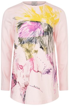 Paul Smith Girls Pink Tiger Print Long Sleeve Top