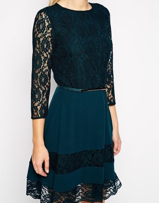 B.young Oasis Lace Belted Skater Dress