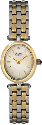 Rotary Oval Mother of Pearl Dial Two Tone Gold Bracelet Ladies Watch
