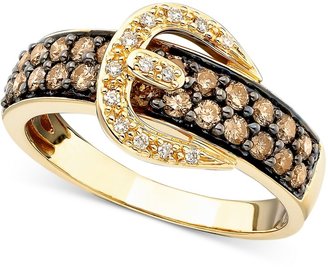 LeVian Chocolate Diamond (3/4 ct. t.w.) and White Diamond Accent Buckle Ring in 14k Gold