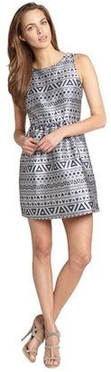 Romeo & Juliet Couture blue and silver printed fit and flare sleeveless dress