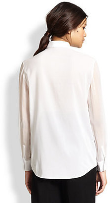 3.1 Phillip Lim Sheer-Paneled Silk/Cotton Shirt