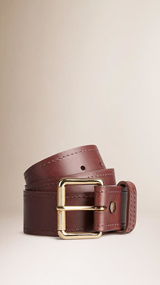 Burberry Stitch Detail Leather Belt