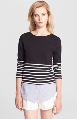 Band Of Outsiders Breton Stripe Top with Shirttail Hem