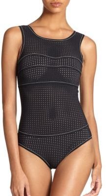 Karla Colletto Swim Perforated One-Piece Tank Swimsuit