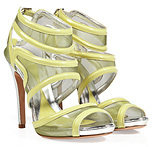 McQ Mesh/Patent Leather Sandals in Pear