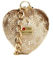 Love Moschino Heart Clutch with Bracelet Chain Strap in Rose - gold