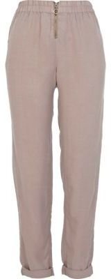 River Island Light grey zip front turn up trousers