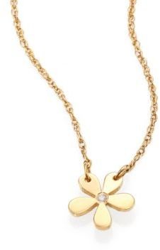 Jennifer Zeuner Jewelry Monaco Diamond & 18K Rose Gold Flower-Pendant Necklace