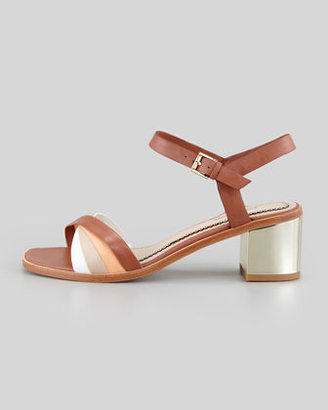 Pour La Victoire Rhea Golden-Heel Sandal, Brown Multi