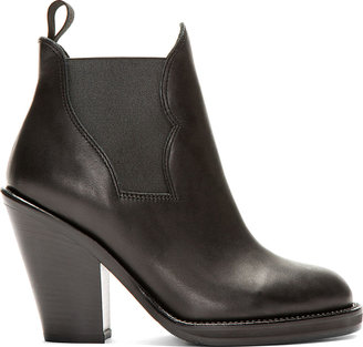 Acne Studios Black Leather Curved Gusset Star Ankle Boots