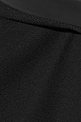 Helmut Lang Leather-trimmed crepe top