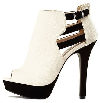 Charlotte Russe Strappy Cut-Out Peep Toe Booties