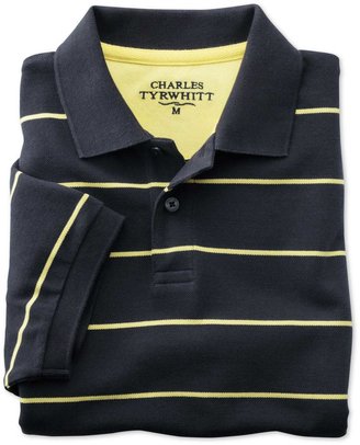 Charles Tyrwhitt Classic fit navy striped pique polo