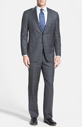 Hickey Freeman Classic Fit Grey Worsted Wool Suit