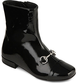 Gucci Patent leather horsebit detail boots